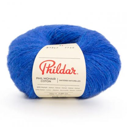1 PELOTE PHIL MOHAIR COTON COULEUR OUTREMER